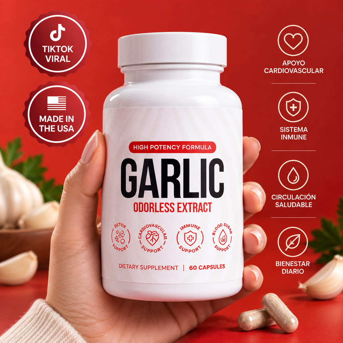 Odorless Garlic – Apoyo al Corazón, Circulación y Sistema Inmune