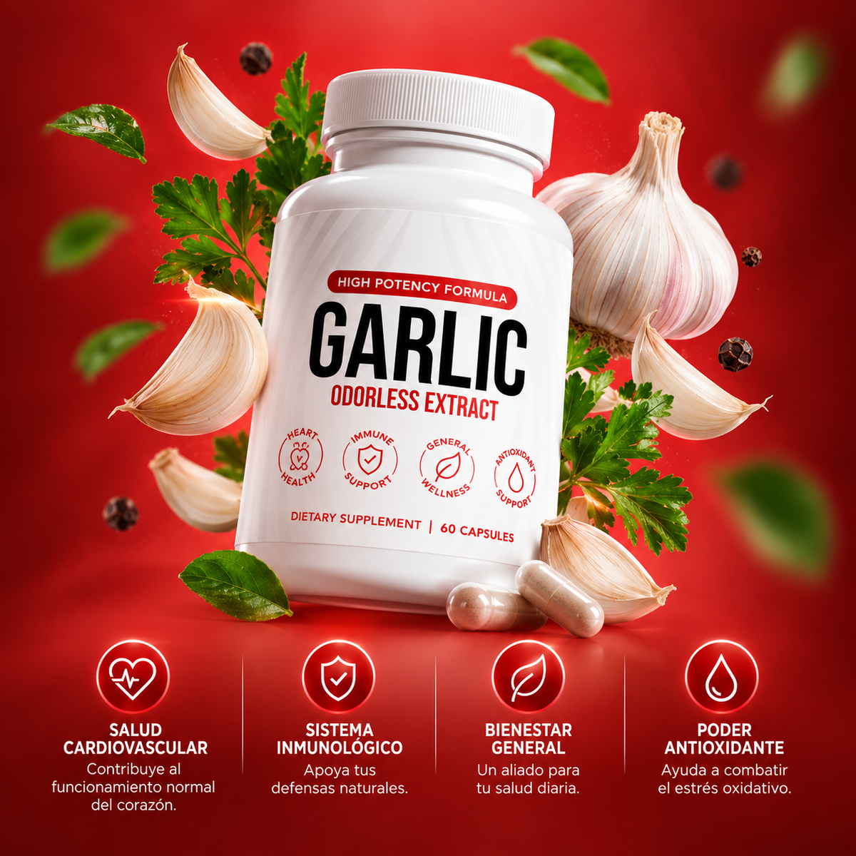 Odorless Garlic – Apoyo al Corazón, Circulación y Sistema Inmune