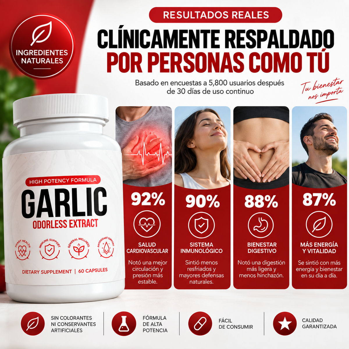 Odorless Garlic – Apoyo al Corazón, Circulación y Sistema Inmune
